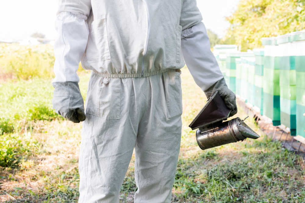 Closeup of a beekeeping suit